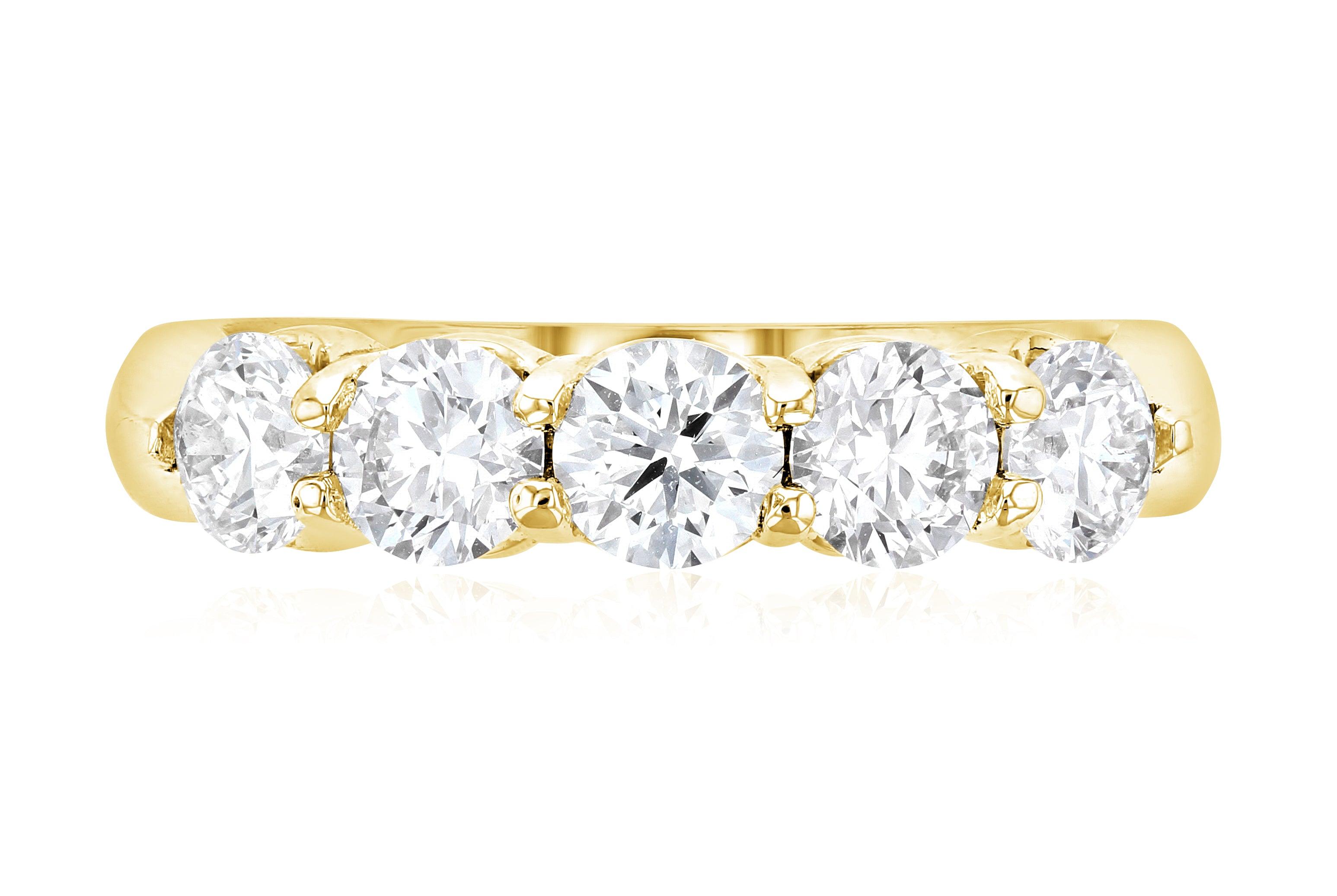Five-Stone Diamond Shared Prong Wedding Ring - The Brothers Jewelry Co.