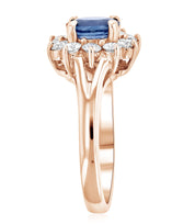 Princess Diana Oval Sapphire and Diamond Star Halo Ring (1.60 ct. tw.) - The Brothers Jewelry Co.