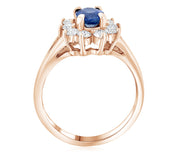 Princess Diana Oval Sapphire and Diamond Star Halo Ring (1.60 ct. tw.) - The Brothers Jewelry Co.