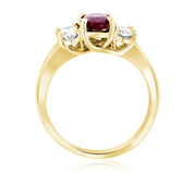 Diamond and Ruby Three-Stone Oval Shared Prong Ring (1.65 ct. tw.) - The Brothers Jewelry Co.