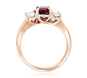 Diamond and Ruby Three-Stone Oval Shared Prong Ring (1.65 ct. tw.) - The Brothers Jewelry Co.