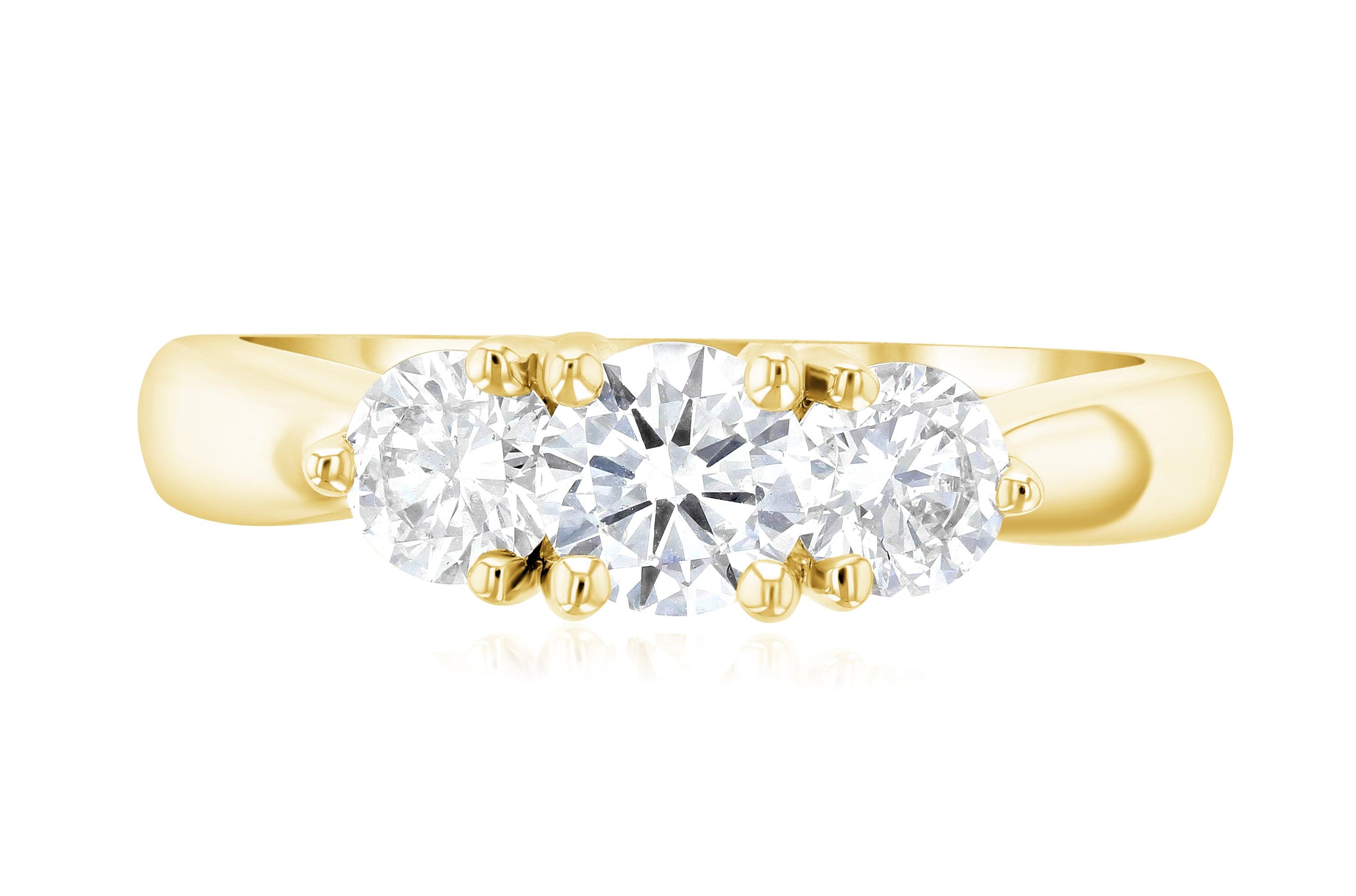 Diamond Three-Stone Shared Prong Engagement Ring (1 ct. tw.) - The Brothers Jewelry Co.