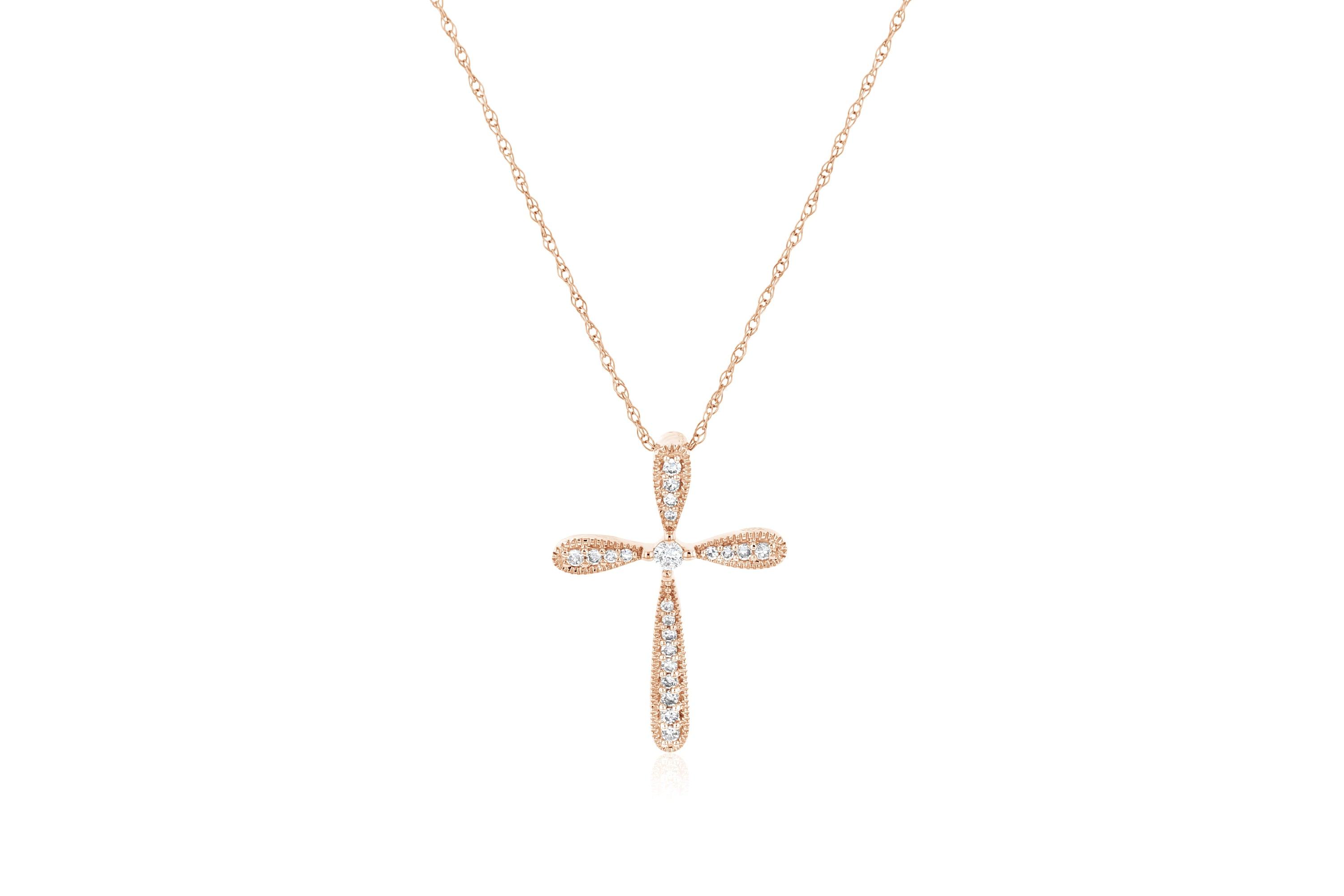 Diamond Milgrain Cross Pendant Necklace - The Brothers Jewelry Co.