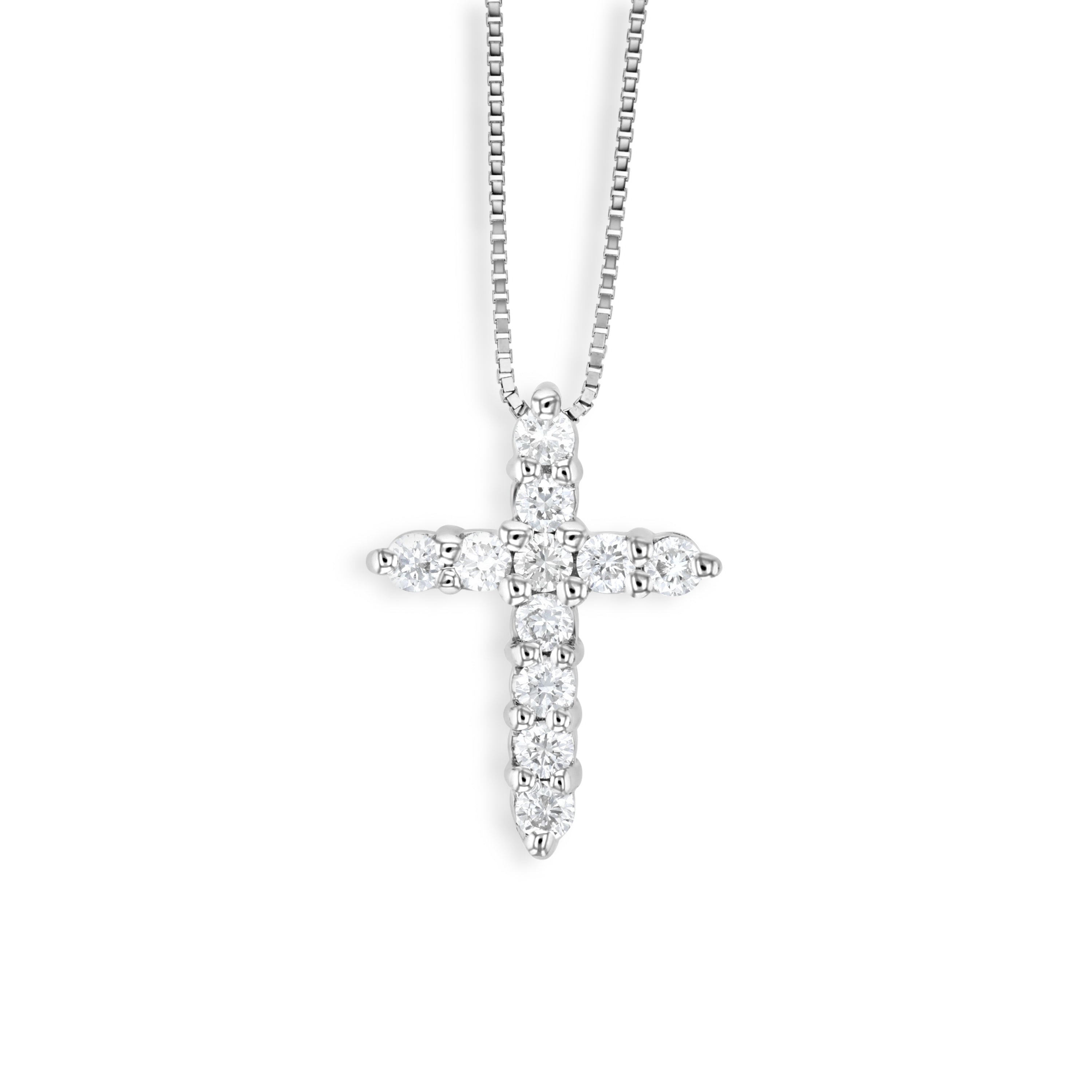 Petite Diamond Cross Necklace in 14k White Gold (0.25 ct. tw.)