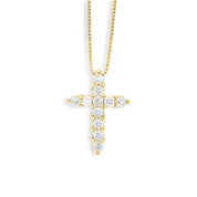 Petite Diamond Cross Necklace in 14k Yellow Gold (0.25 ct. tw.)