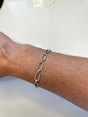 Diamond Link Bracelet in Two-Tone 14k Gold