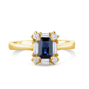 Emerald Cut Sapphire Halo Ring in 14k Yellow Gold (1 ct. tw.)