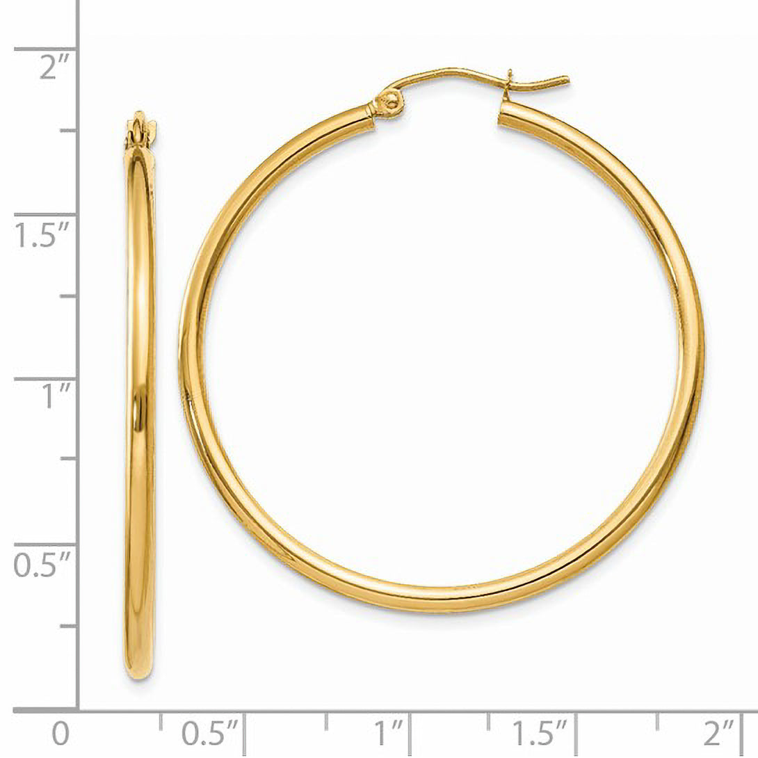 Thin Hoop Earrings (2mm) in 14k Yellow Gold