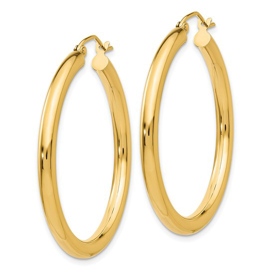 Medium Tube Hoop Earrings (3mm) in 14k Yellow Gold
