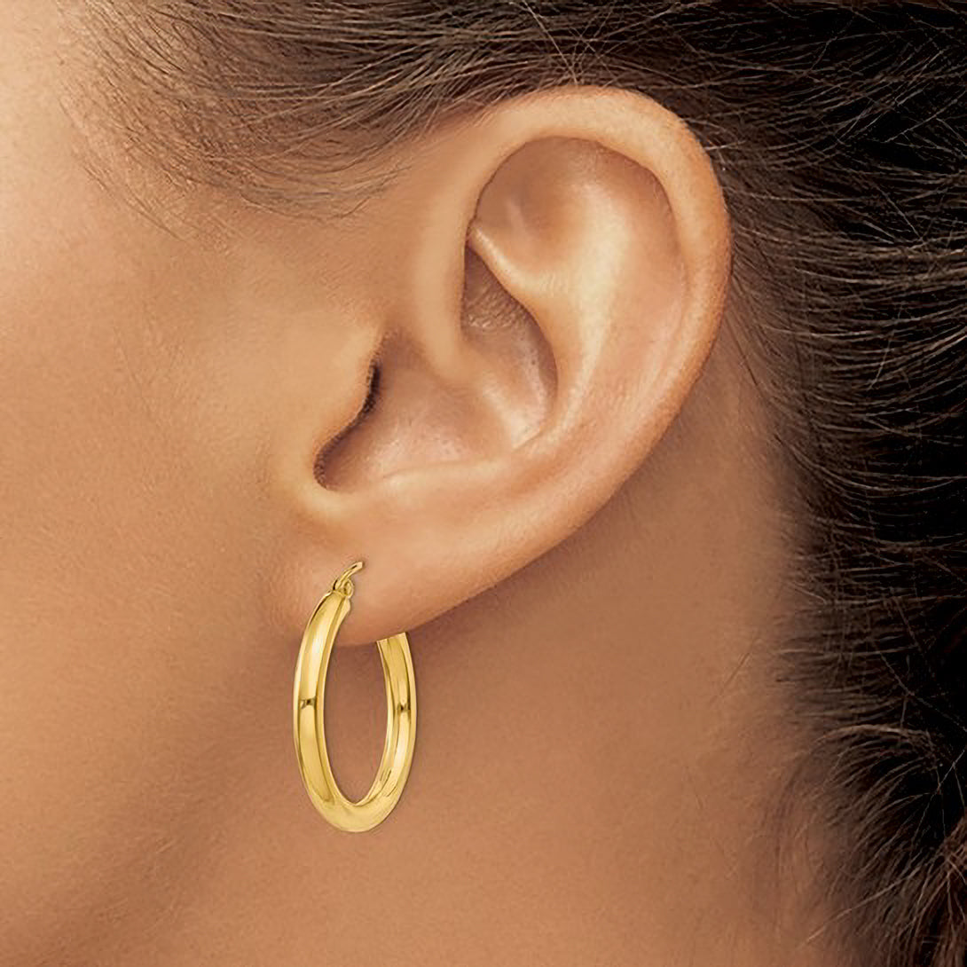 Medium Tube Hoop Earrings (3mm) in 14k Yellow Gold