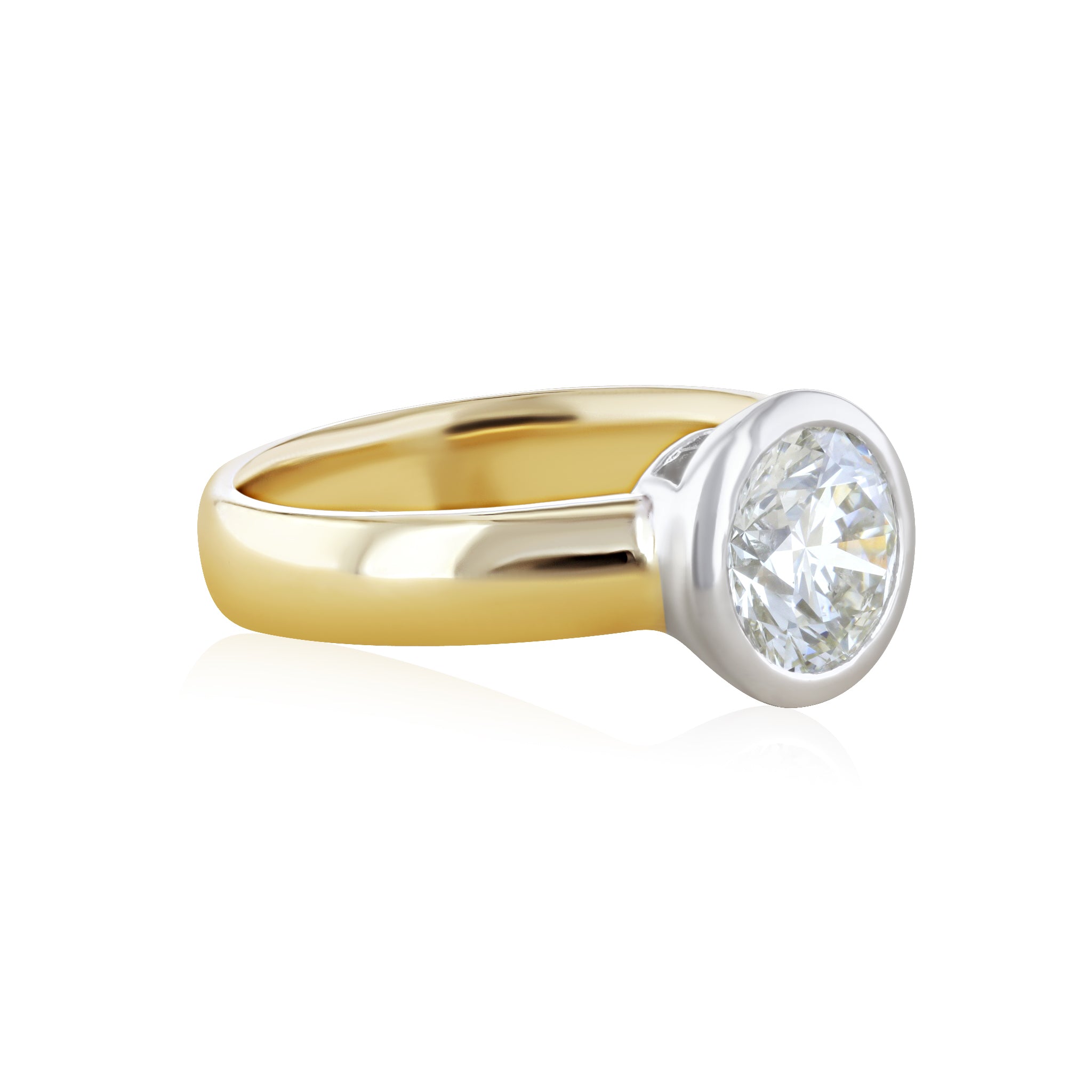 Bezel-Set Round Lab Diamond Solitaire Engagement Ring Two-Tone 14k Gold - Iris + Mill