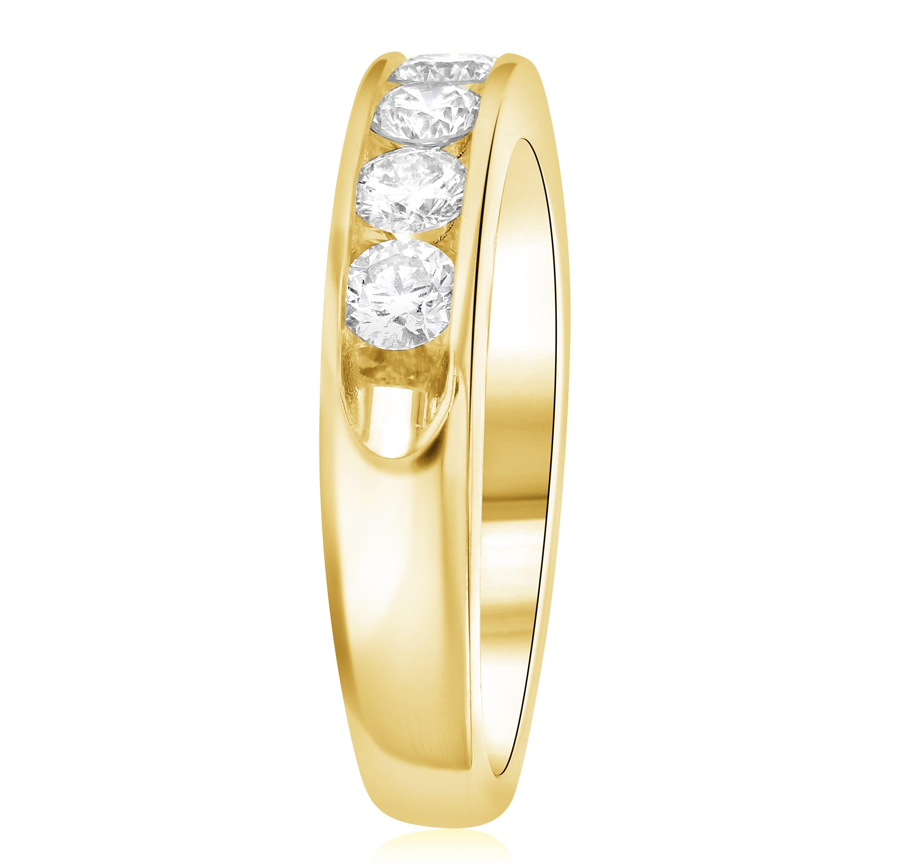 Channel Set Round Diamond Wedding Ring in 14k Yellow Gold - Iris + Mill