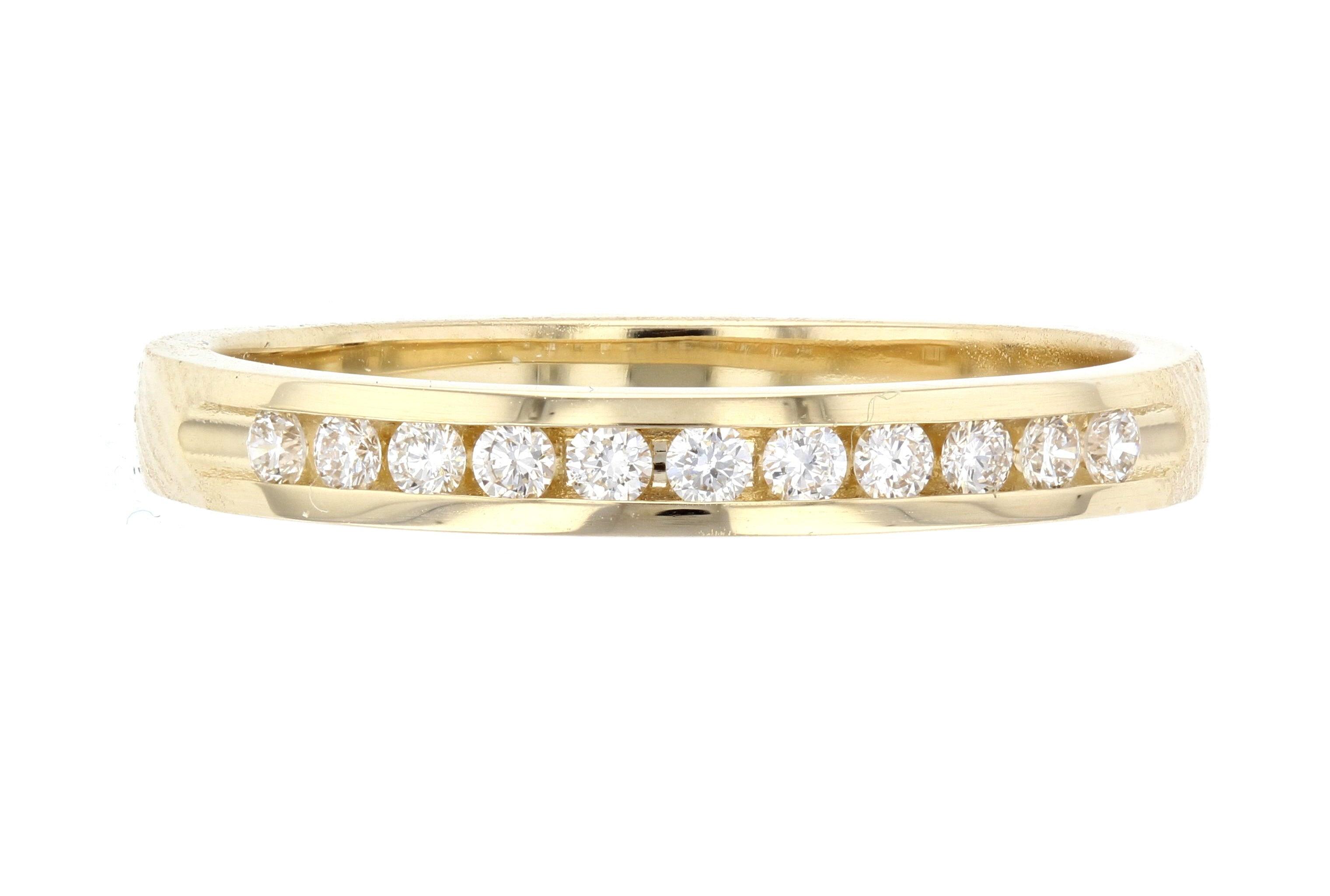 Channel Set Round Diamond Wedding Ring in 14k Yellow Gold - Iris + Mill