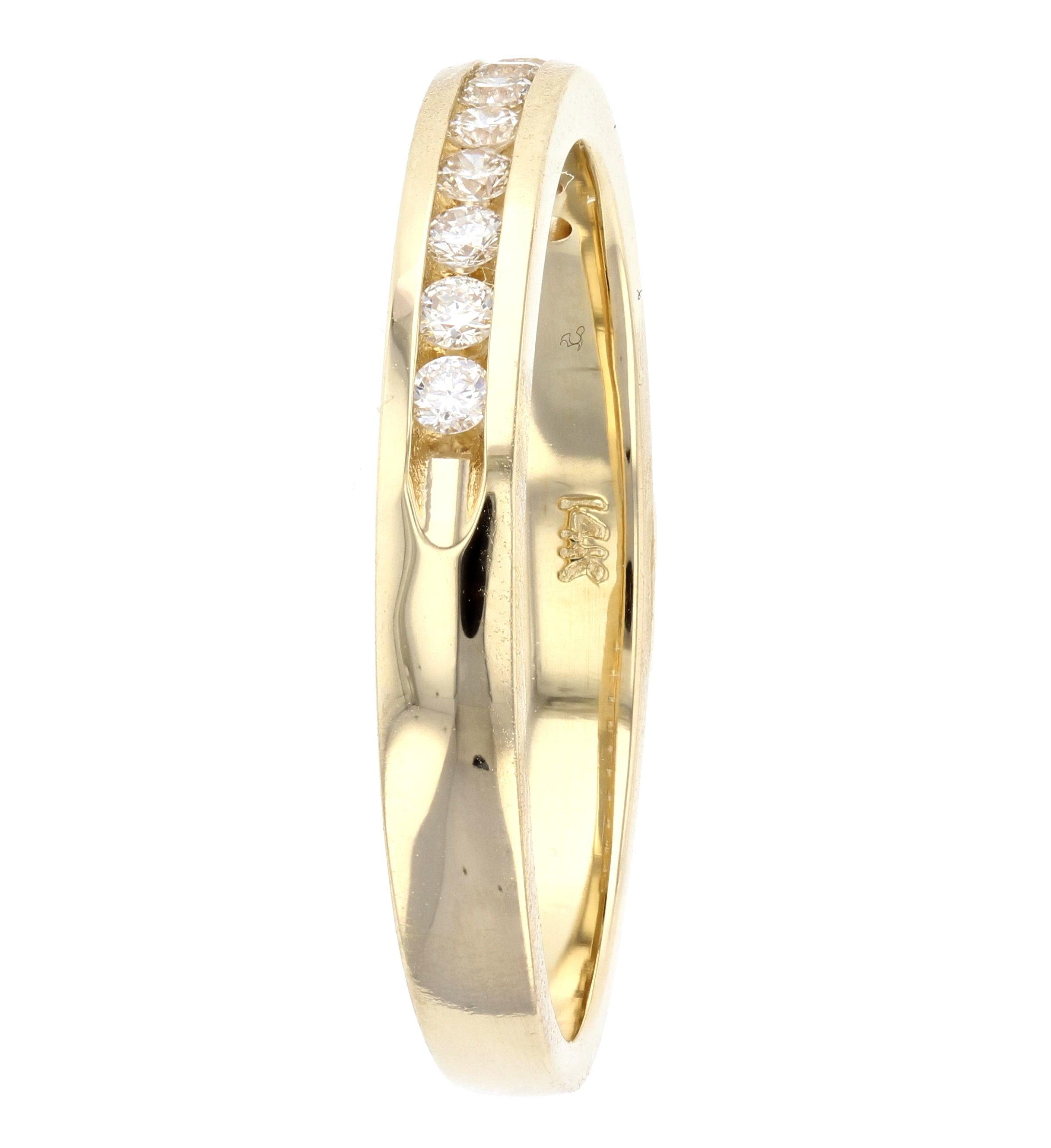 Channel Set Round Diamond Wedding Ring in 14k Yellow Gold - Iris + Mill