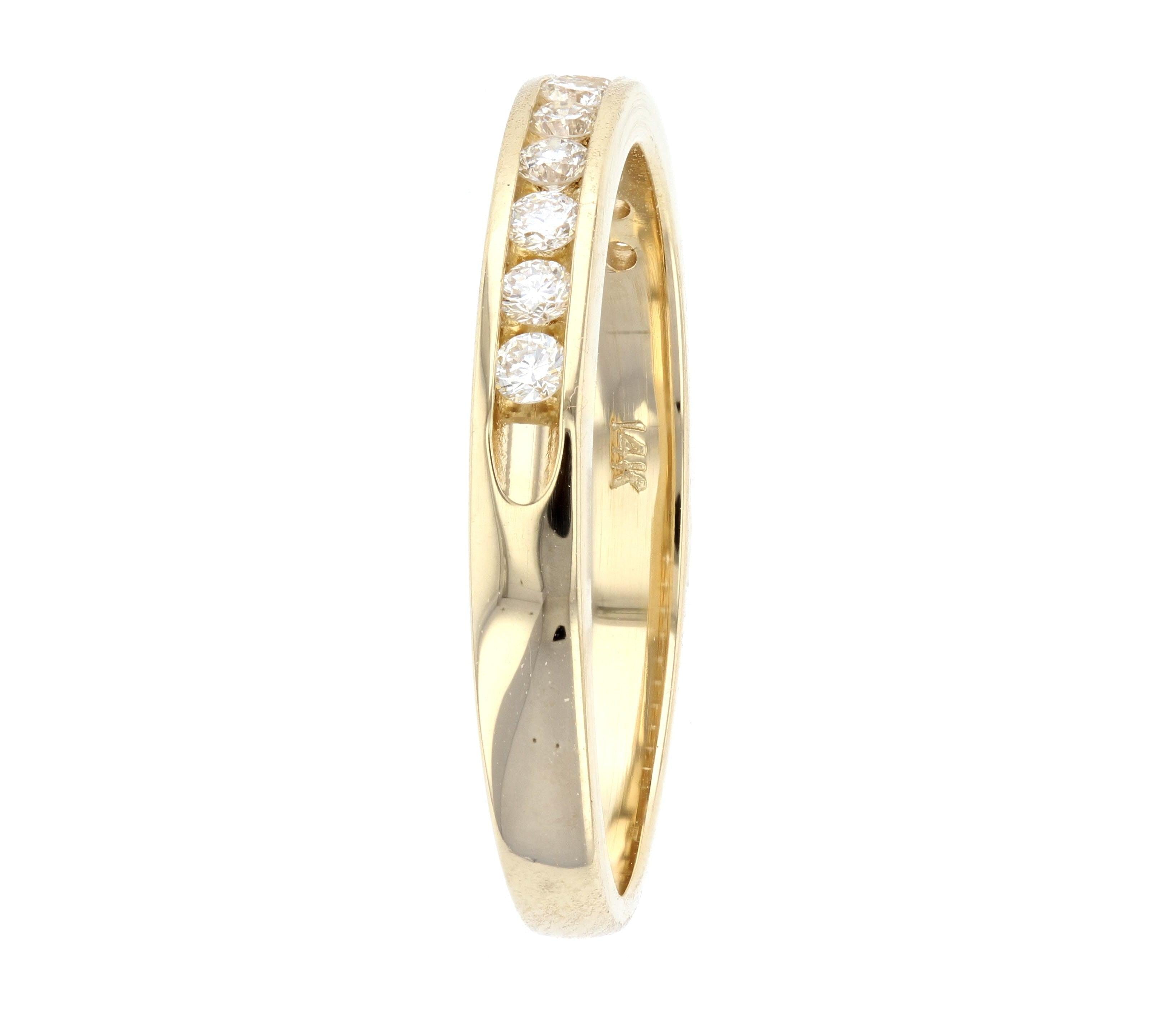 Channel Set Round Diamond Wedding Ring in 14k Yellow Gold - Iris + Mill