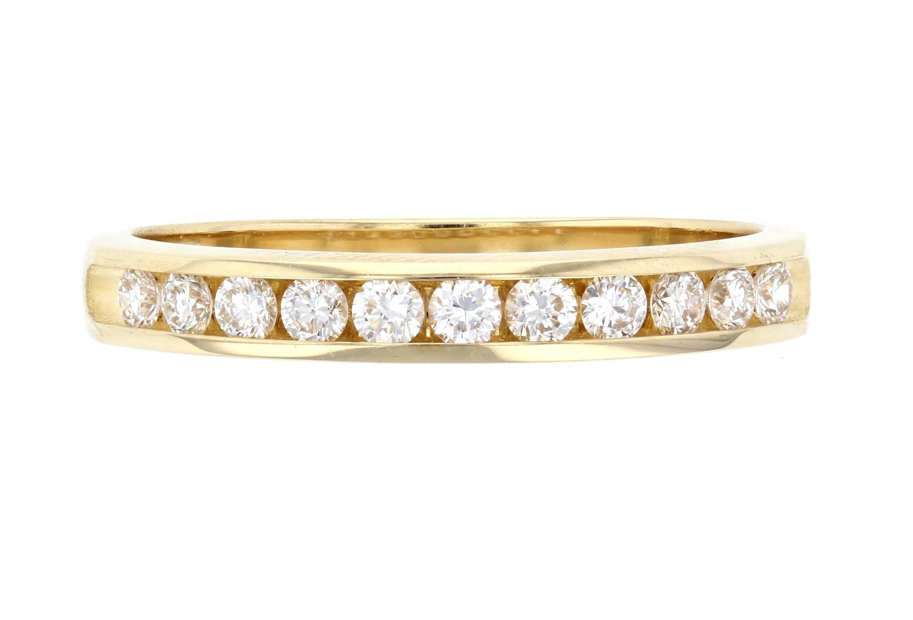 Channel Set Round Diamond Wedding Ring in 14k Yellow Gold - Iris + Mill