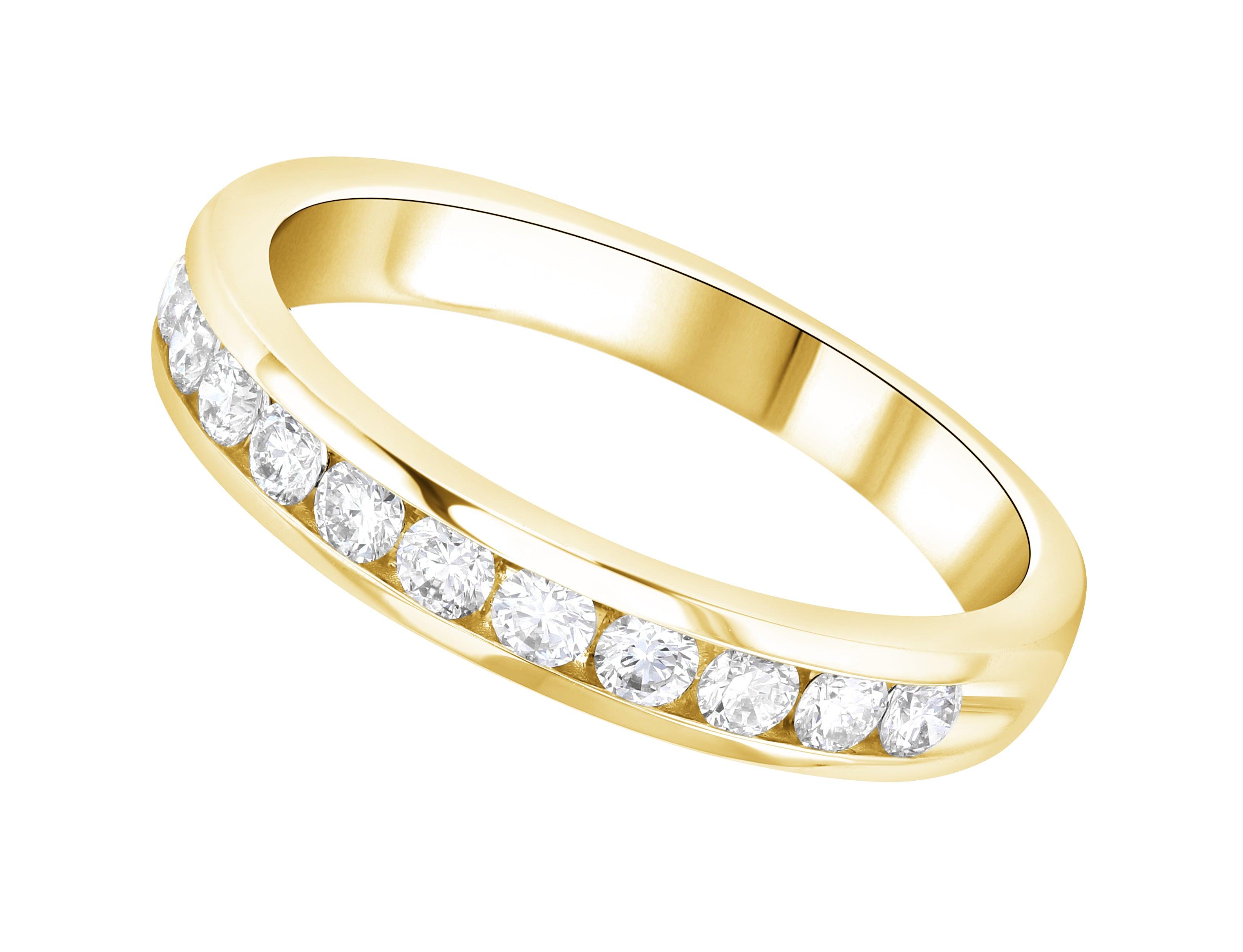 Channel Set Round Diamond Wedding Ring in 14k Yellow Gold - Iris + Mill