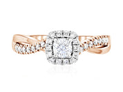 Cushion Halo Round Diamond Engagement Ring 14k Rose Gold Twisted Band (.45 ct. tw.) - Iris + Mill