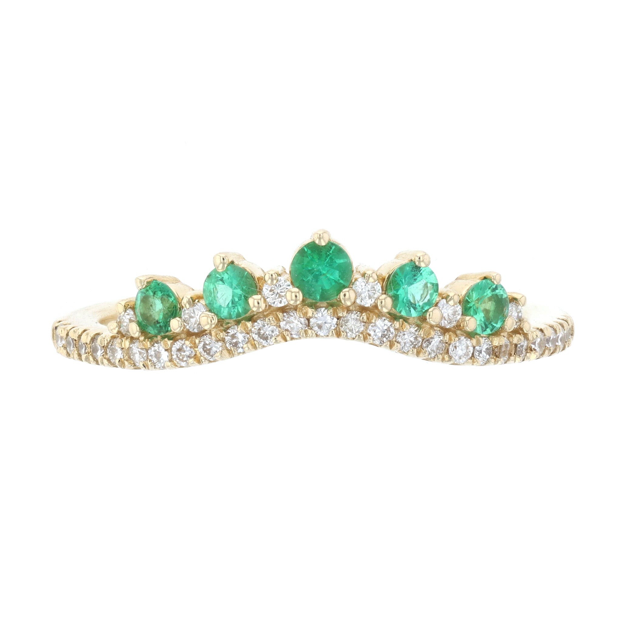 Diamond and Emerald Crown Chevron Ring in 14k Yellow Gold (0.34 ct. tw.) - Iris + Mill