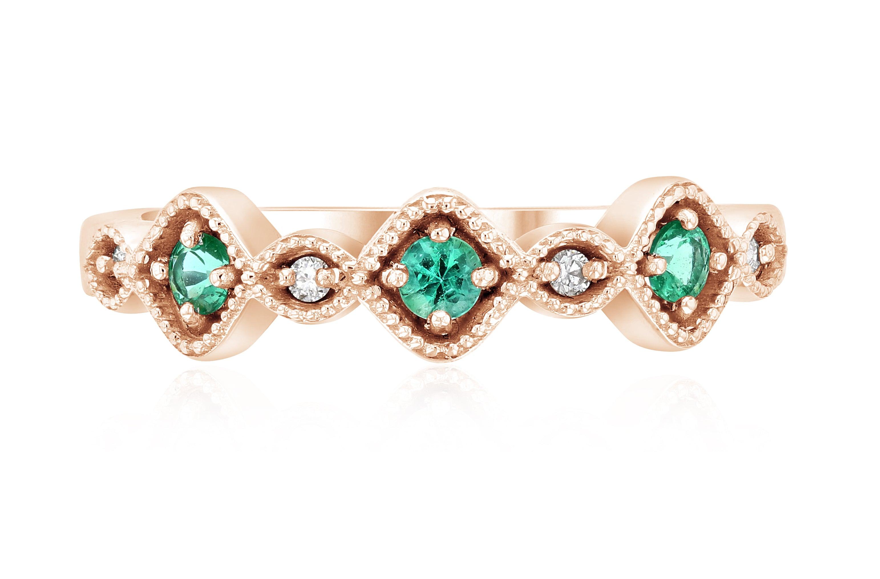 Diamond and Emerald Infinity Ring in 14k Rose Gold (0.75 ct. tw.) - Iris + Mill