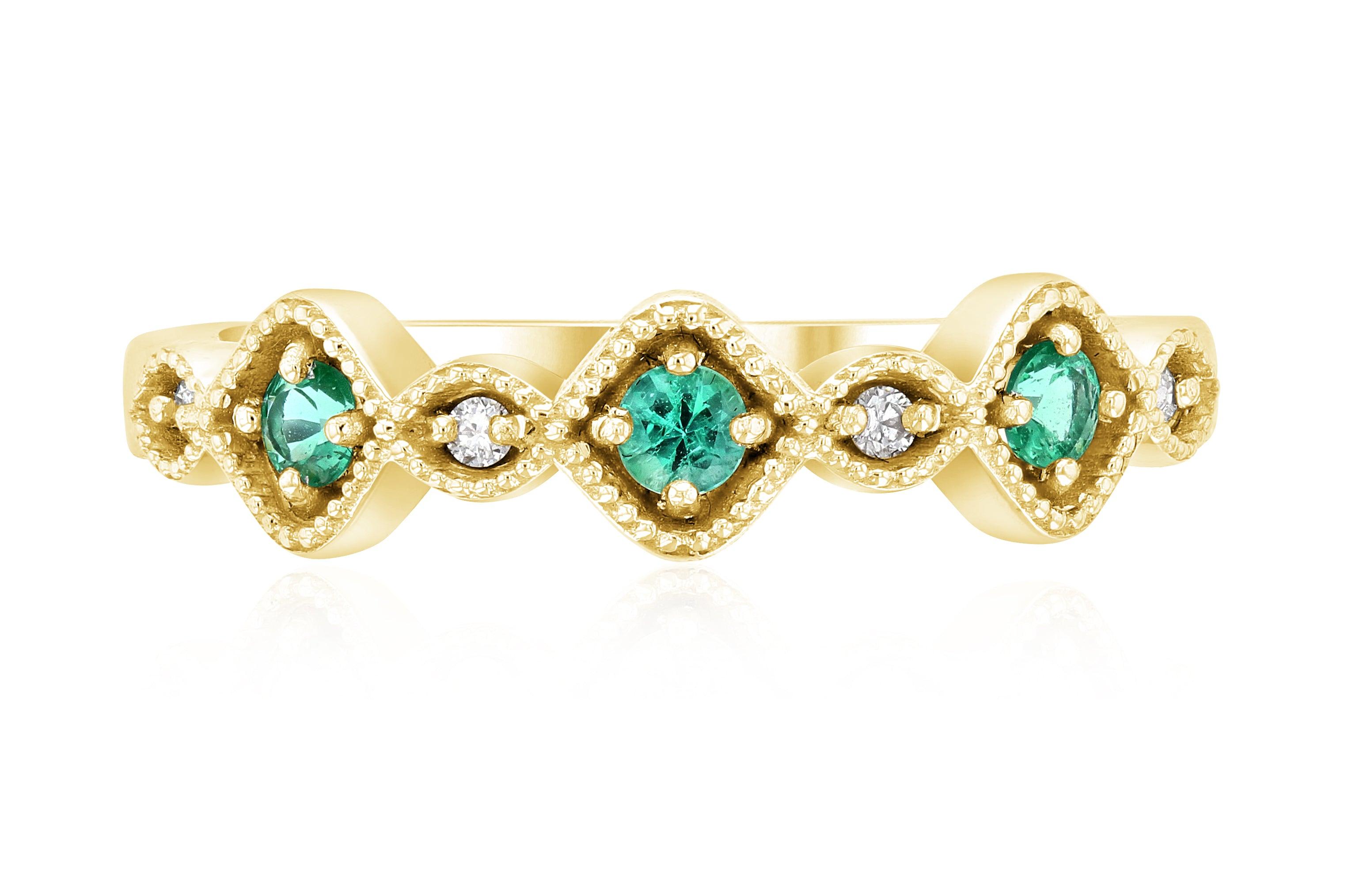 Diamond and Emerald Infinity Ring in 14k Yellow Gold (0.75 ct. tw.) - Iris + Mill