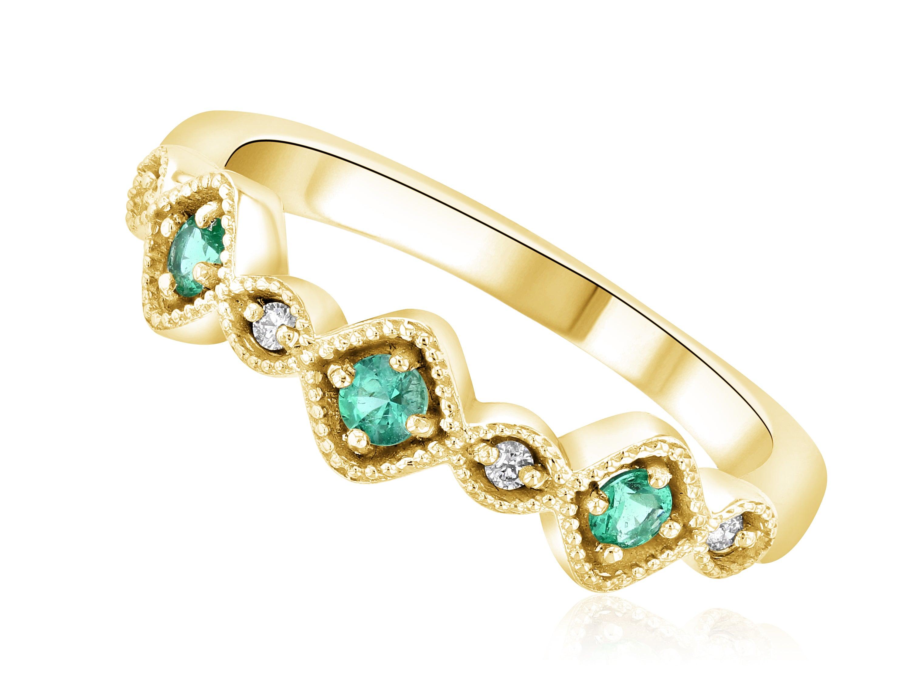 Diamond and Emerald Infinity Ring in 14k Yellow Gold (0.75 ct. tw.) - Iris + Mill