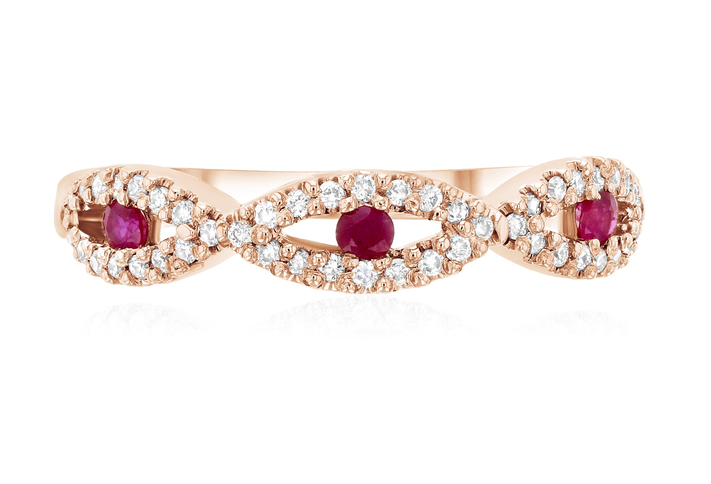 Diamond and Floating Ruby Infinity Fashion Ring in 14k Rose Gold - Iris + Mill