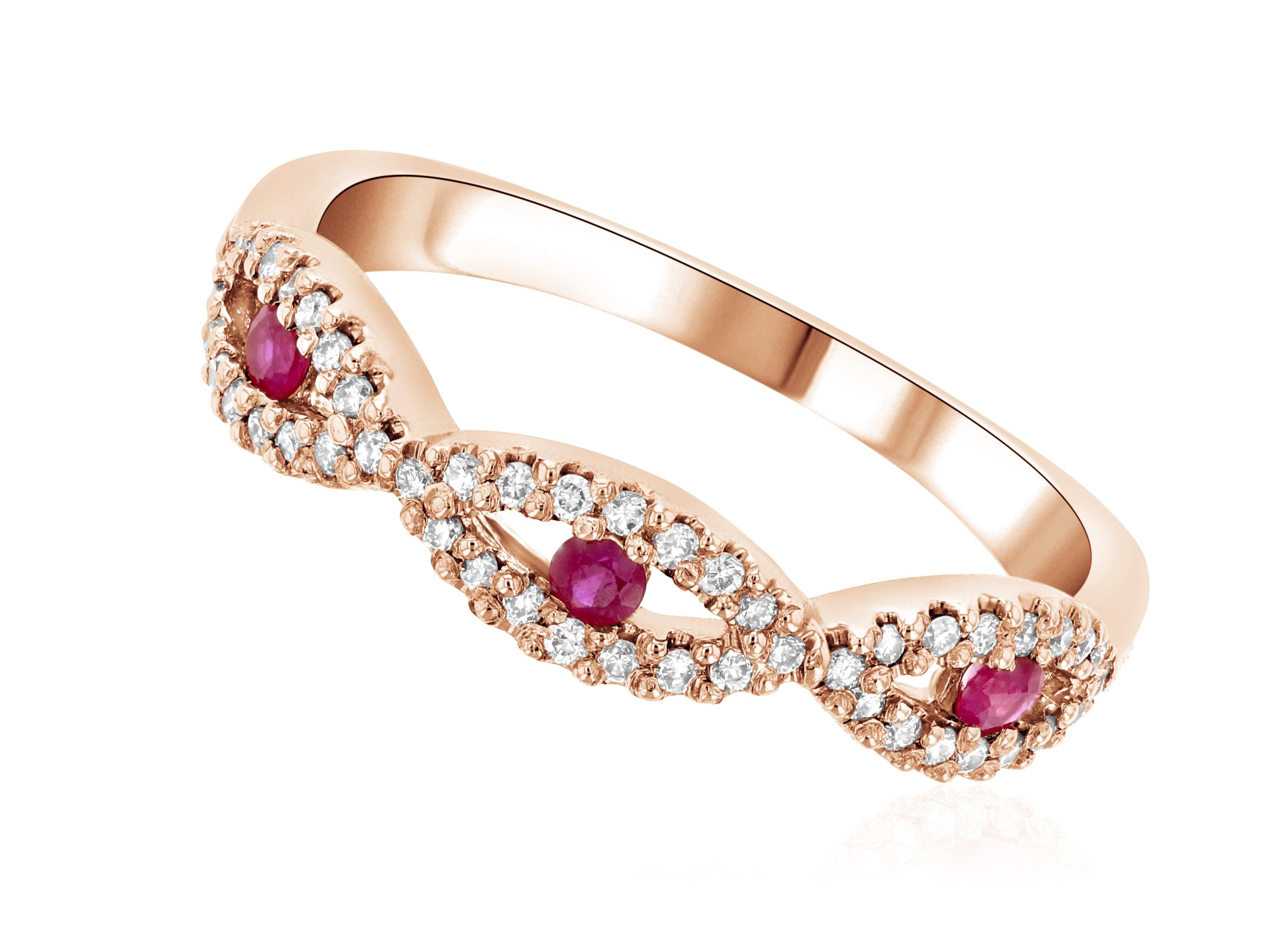 Diamond and Floating Ruby Infinity Fashion Ring in 14k Rose Gold - Iris + Mill