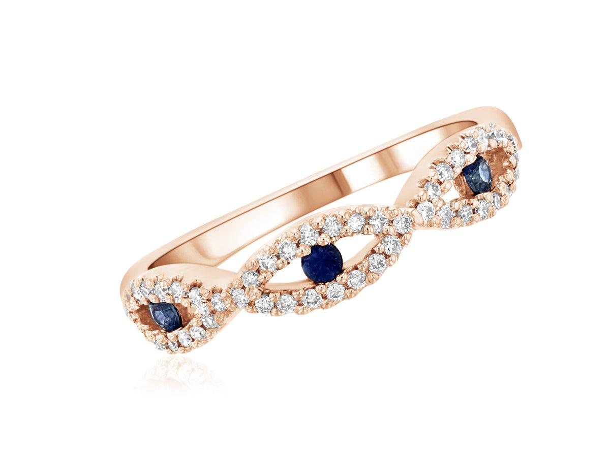 Diamond and Floating Sapphire Infinity Fashion Ring in 14k Rose Gold - Iris + Mill