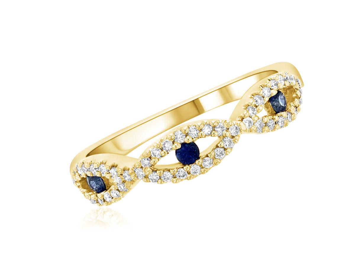 Diamond and Floating Sapphire Infinity Fashion Ring in 14k Yellow Gold - Iris + Mill