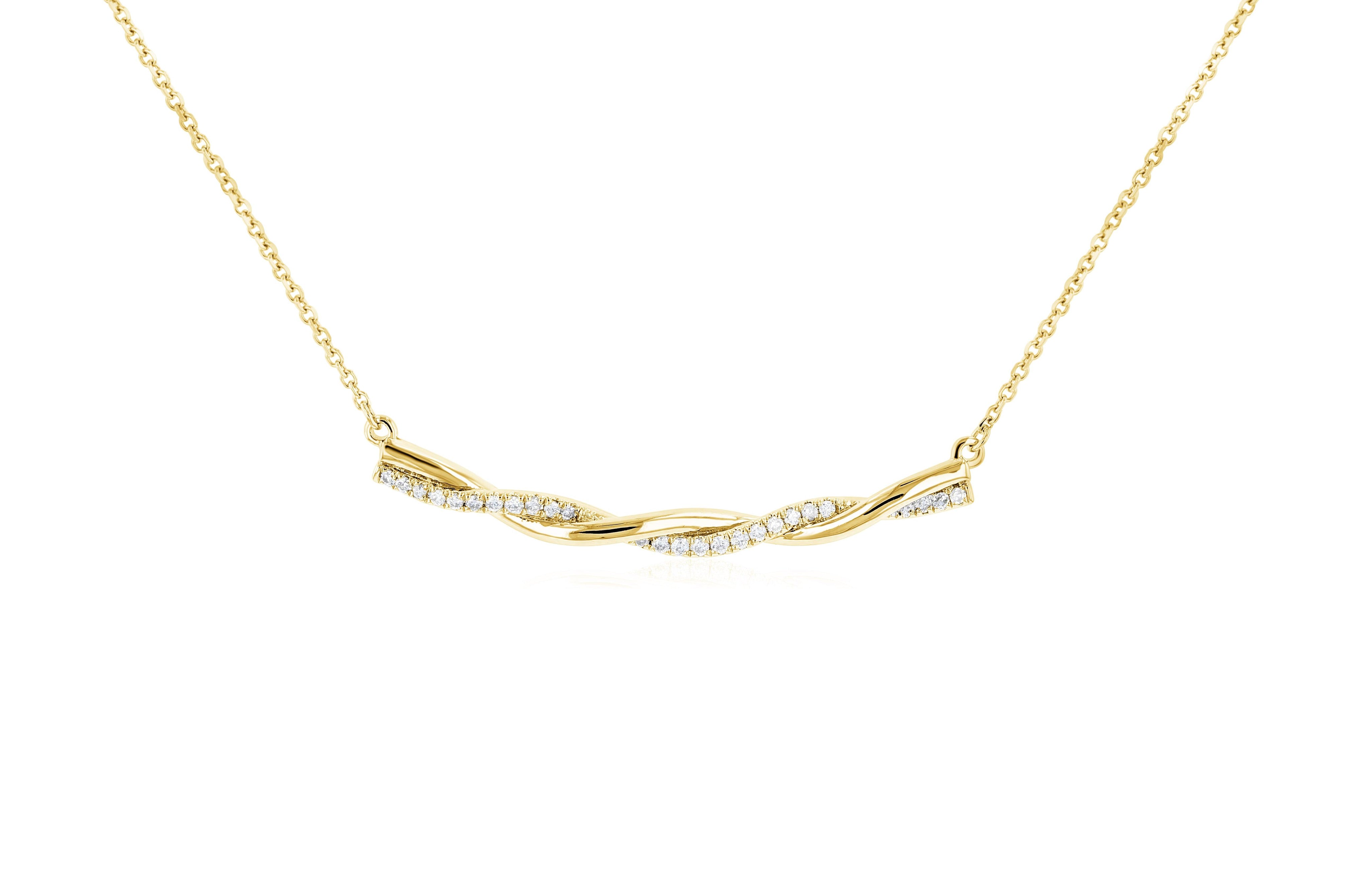 Diamond and Gold Twist Pendant Necklace in 14k Yellow Gold - Iris + Mill