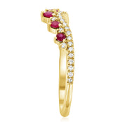 Diamond and Ruby Crown Chevron Ring in 14k Yellow Gold (0.34 ct. tw.) - Iris + Mill