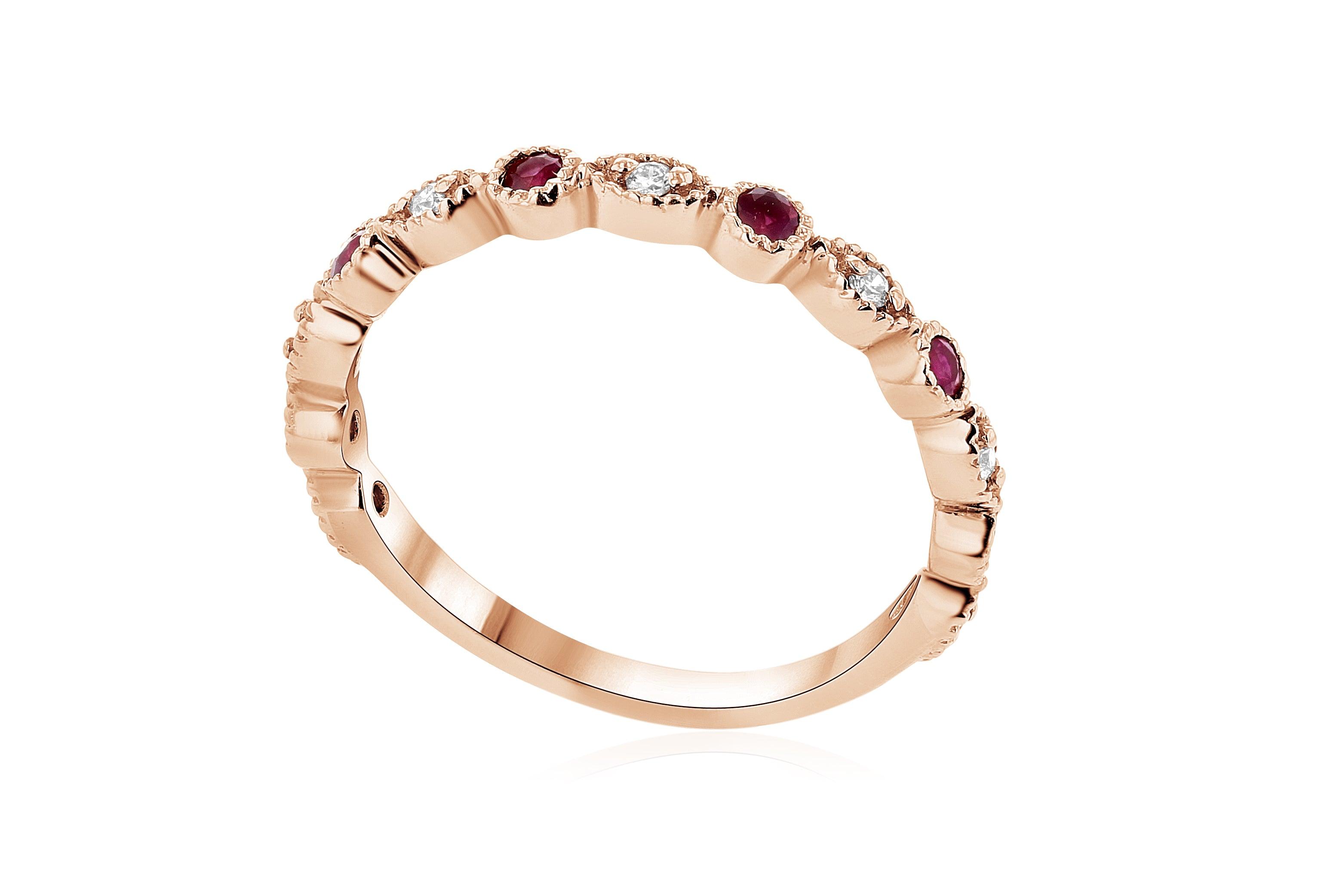 Diamond and Ruby Milgrain Infinity Fashion Ring in 14k Rose Gold (0.31 ct. tw.) - Iris + Mill