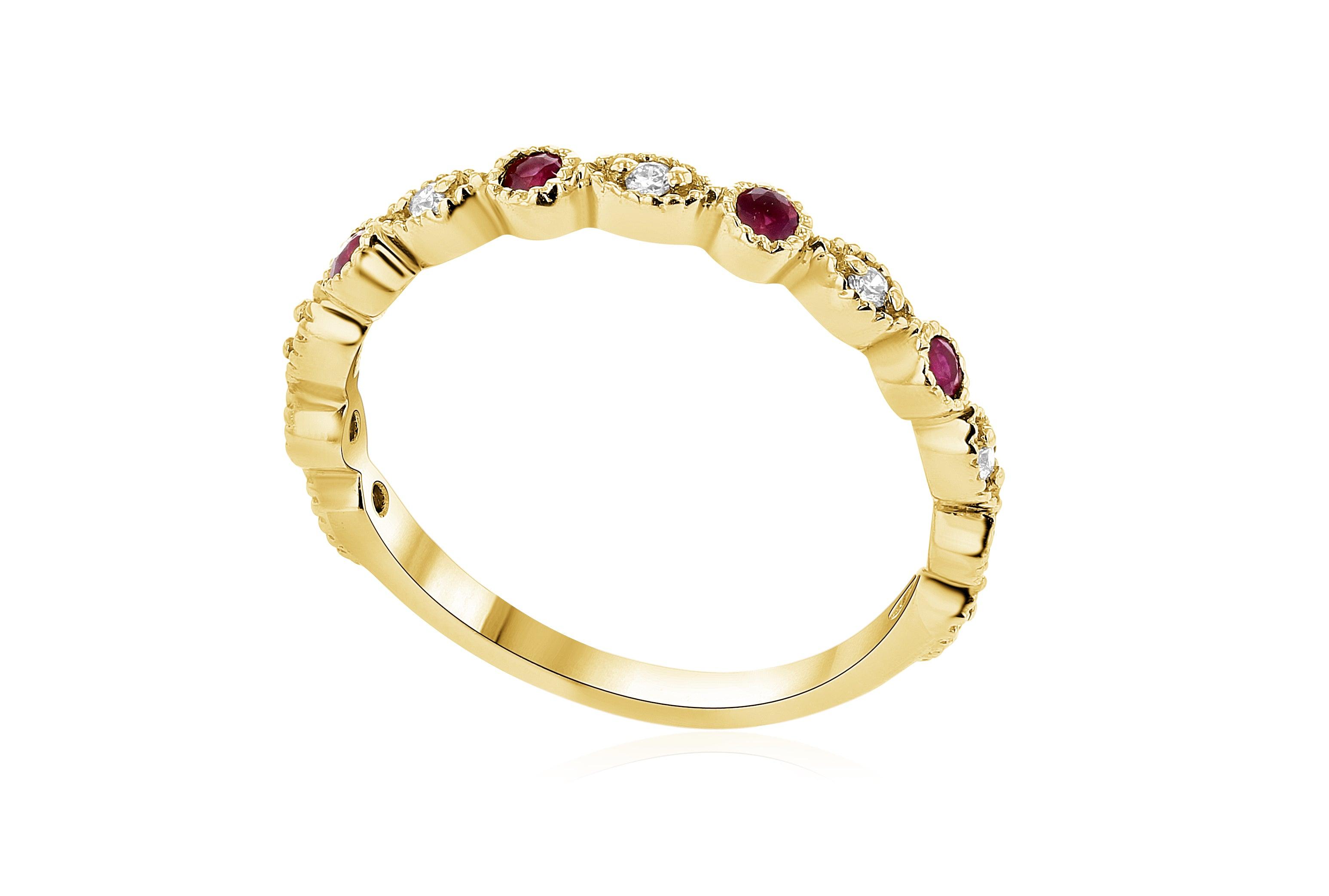 Diamond and Ruby Milgrain Infinity Fashion Ring in 14k Yellow Gold (0.31 ct. tw.) - Iris + Mill