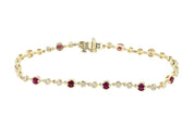 Diamond and Ruby Milgrain Tennis Bracelet in 14k Yellow Gold (2.18 ct. tw.) - Iris + Mill