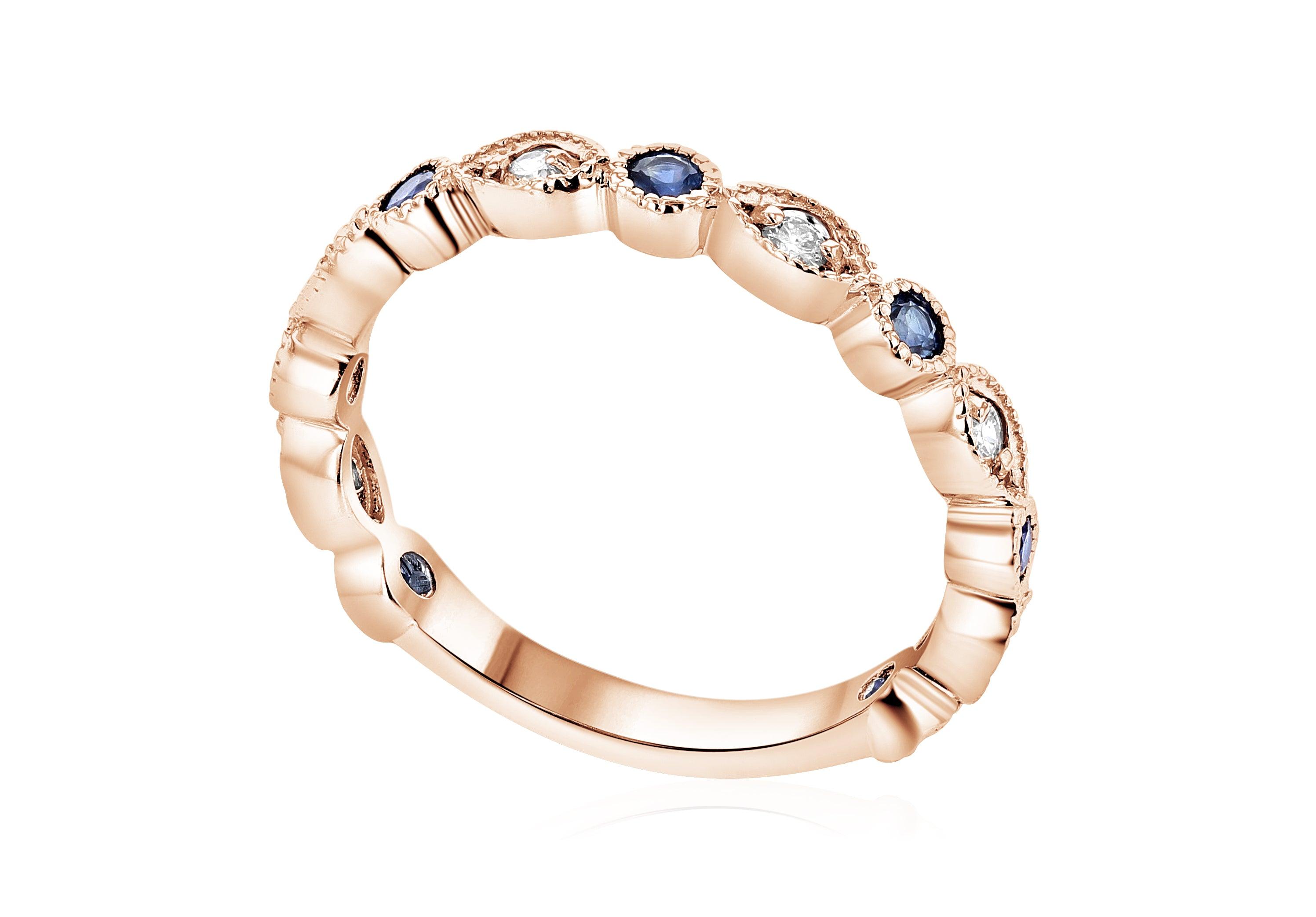 Diamond and Sapphire Milgrain Infinity Fashion Ring in 14k Rose Gold (0.50 ct. tw.) - Iris + Mill