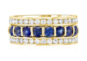 Diamond and Sapphire Three-Row Ring Stack in 14k Yellow Gold (1.60 ct. tw.) - Iris + Mill