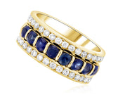 Diamond and Sapphire Three-Row Ring Stack in 14k Yellow Gold (1.60 ct. tw.) - Iris + Mill