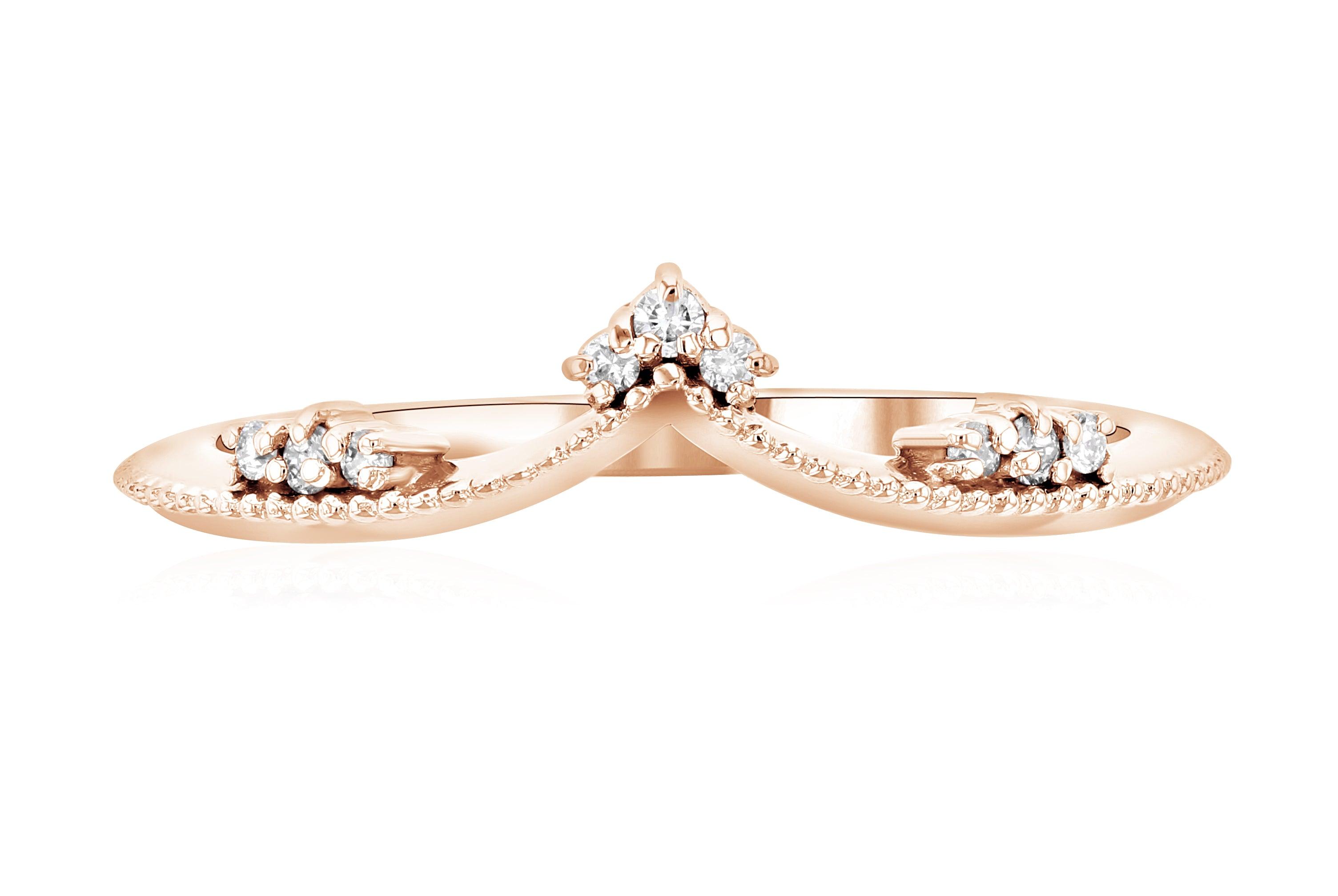 Diamond Cluster Chevron Ring in 14k Rose Gold - Iris + Mill