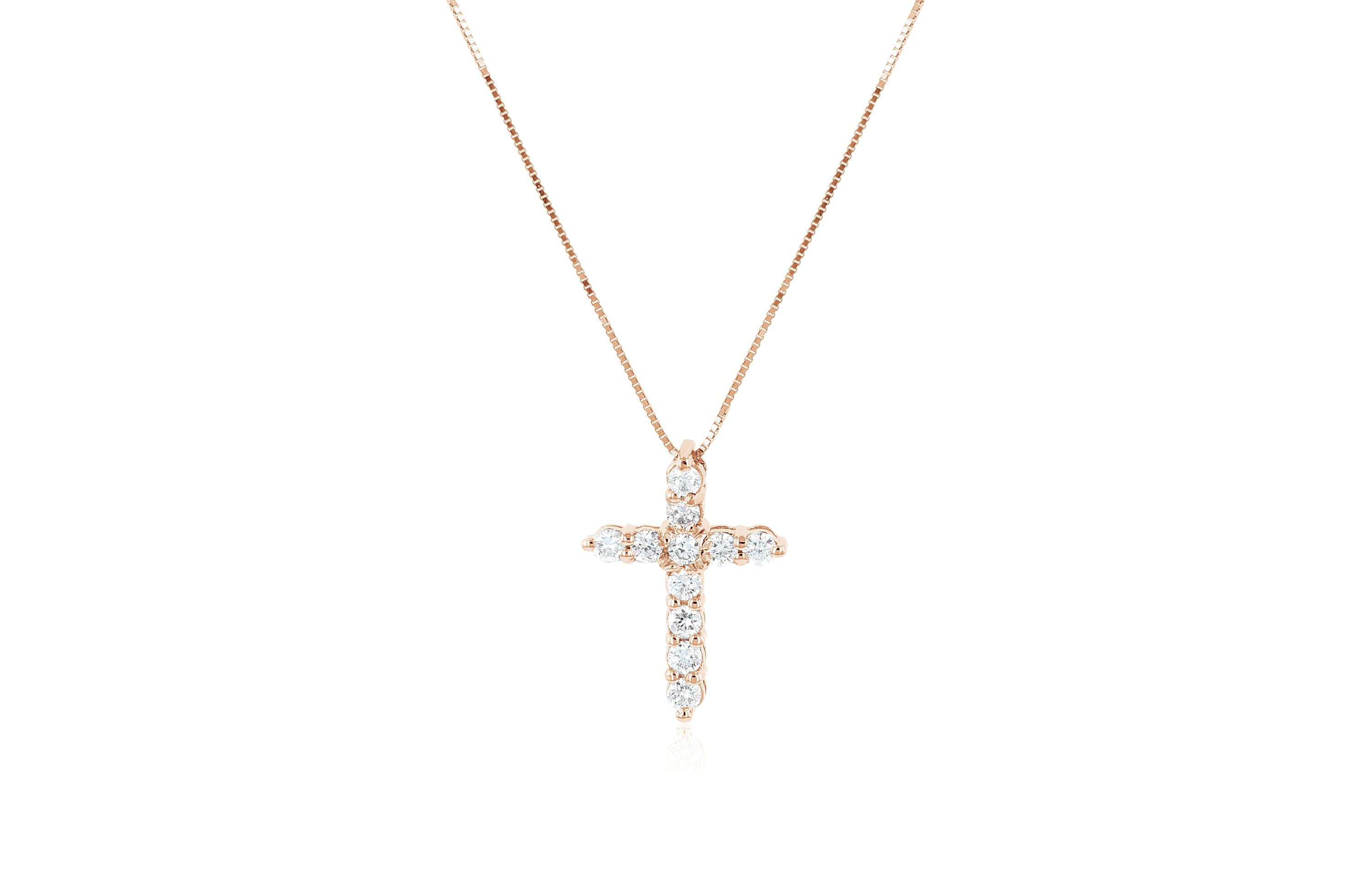 Diamond Cross Necklace in 14k Rose Gold (0.50 ct. tw.) - Iris + Mill