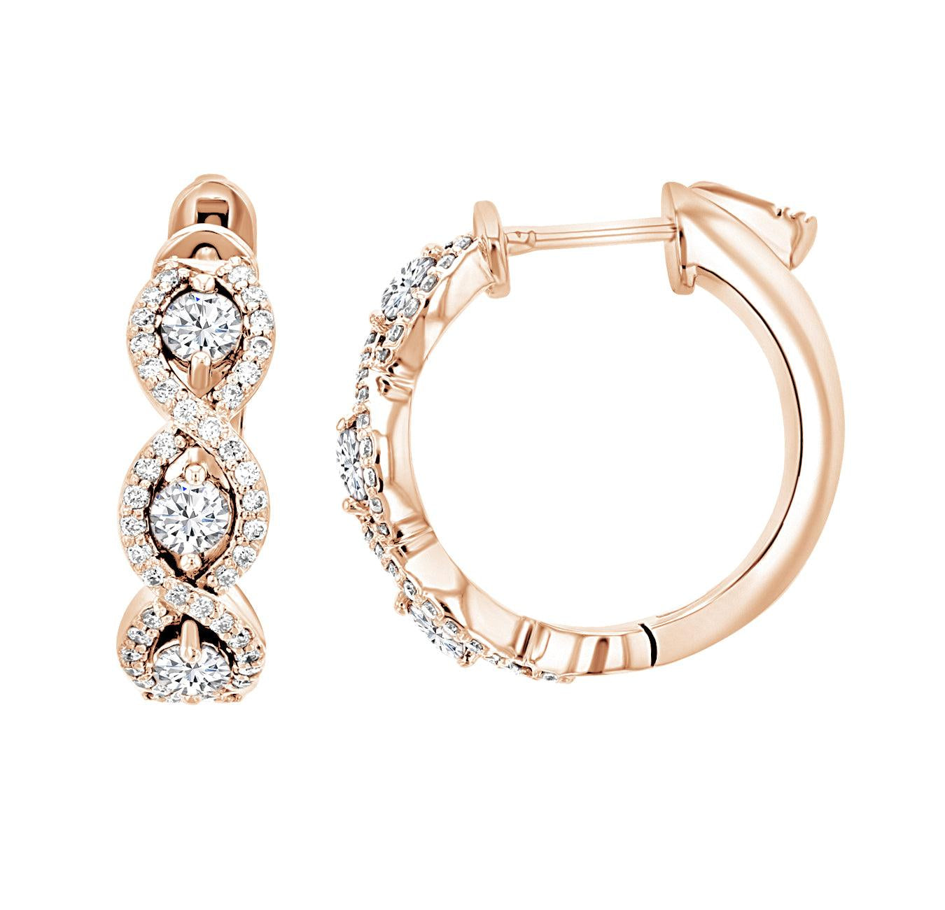 Diamond Infinity Hoop Earrings in 14k Rose Gold (1.07 ct. tw.) - Iris + Mill