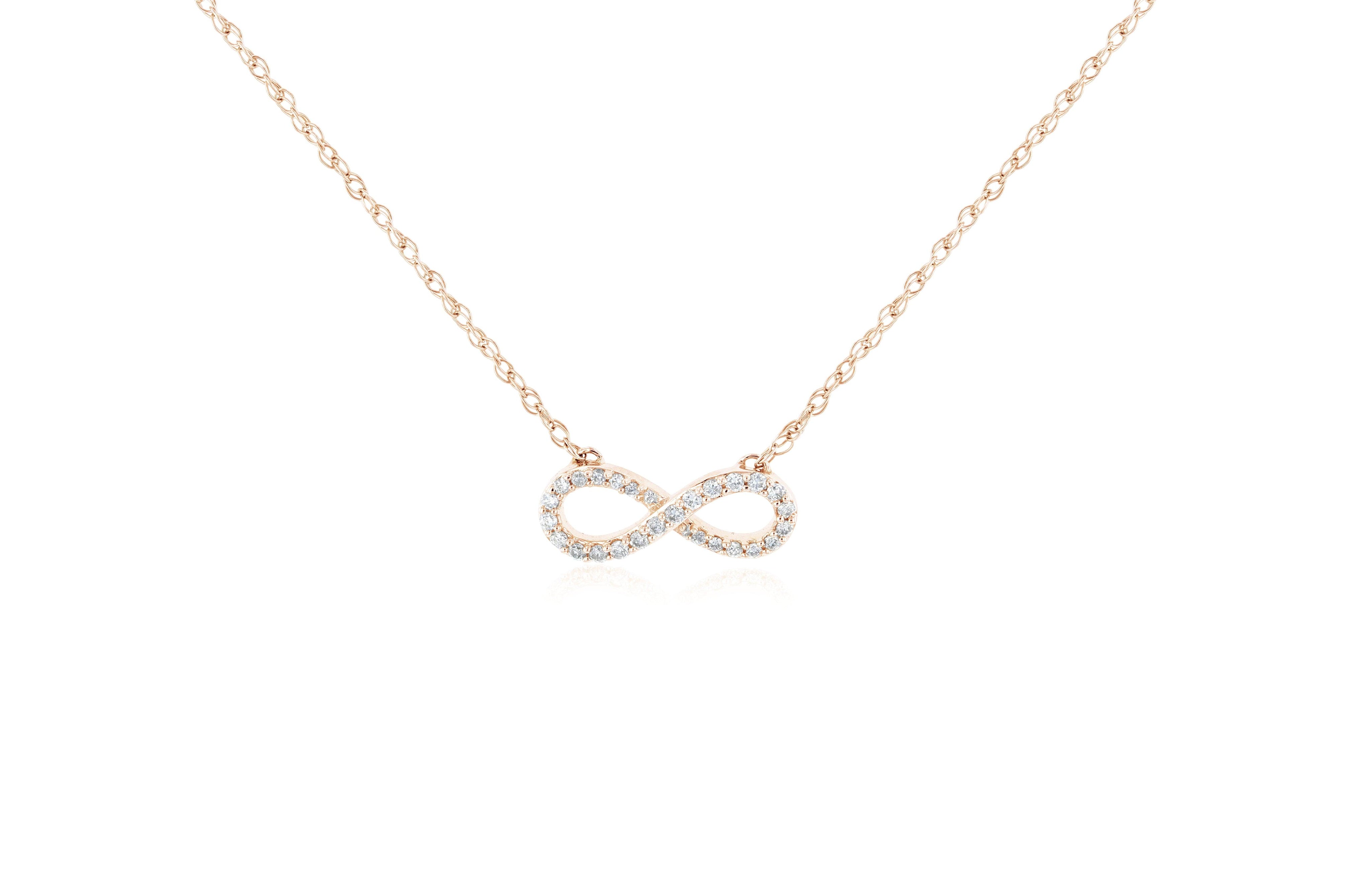 Diamond Infinity Pendant Necklace in 14k Rose Gold - Iris + Mill