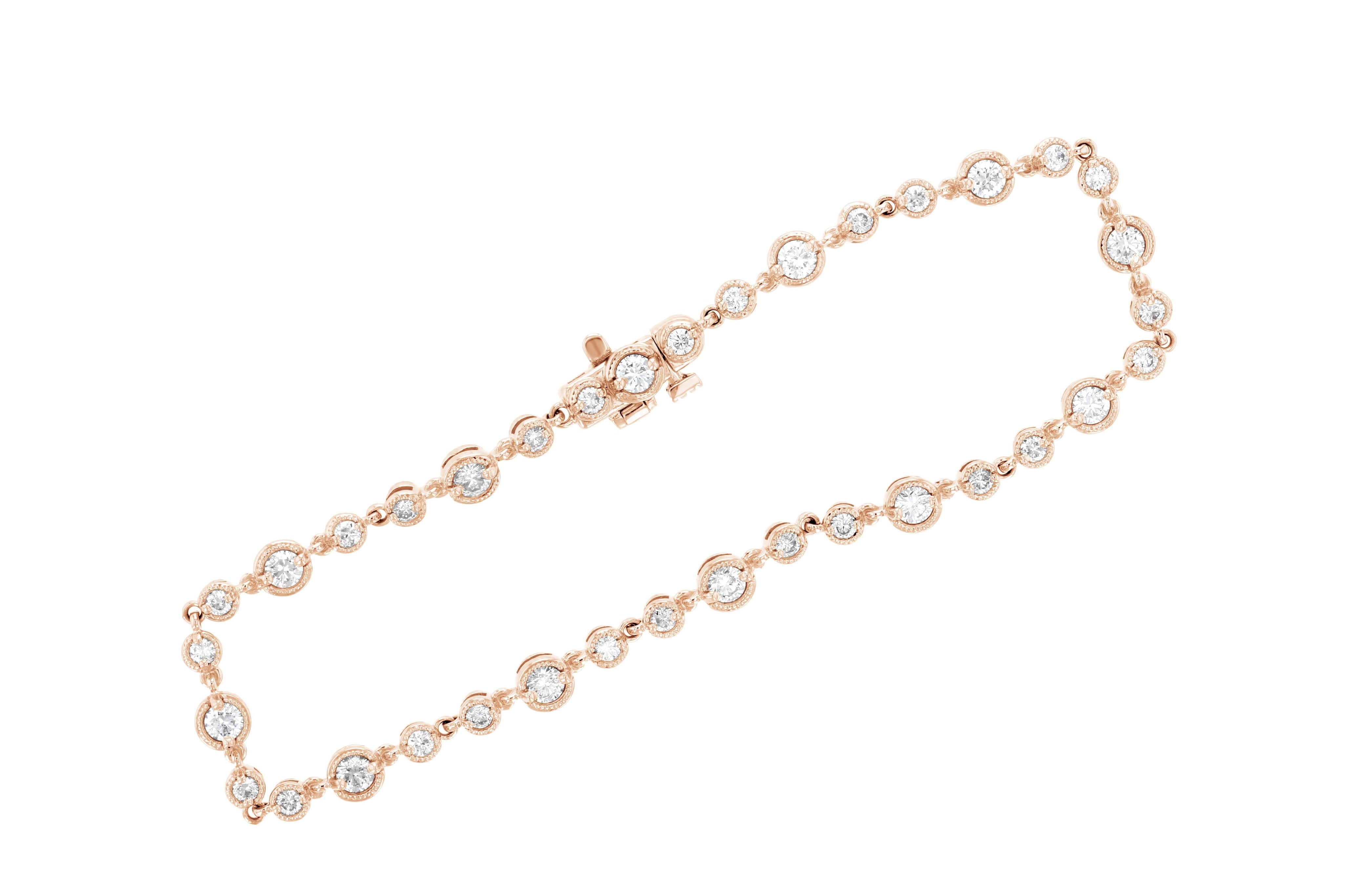 Diamond Milgrain Tennis Bracelet in 14k Rose Gold (1.80 ct. tw.) - Iris + Mill