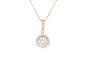 Diamond Pavè Flower Teardrop Pendant Necklace in 14k Rose Gold - Iris + Mill