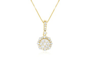 Diamond Pavè Flower Teardrop Pendant Necklace in 14k Yellow Gold - Iris + Mill