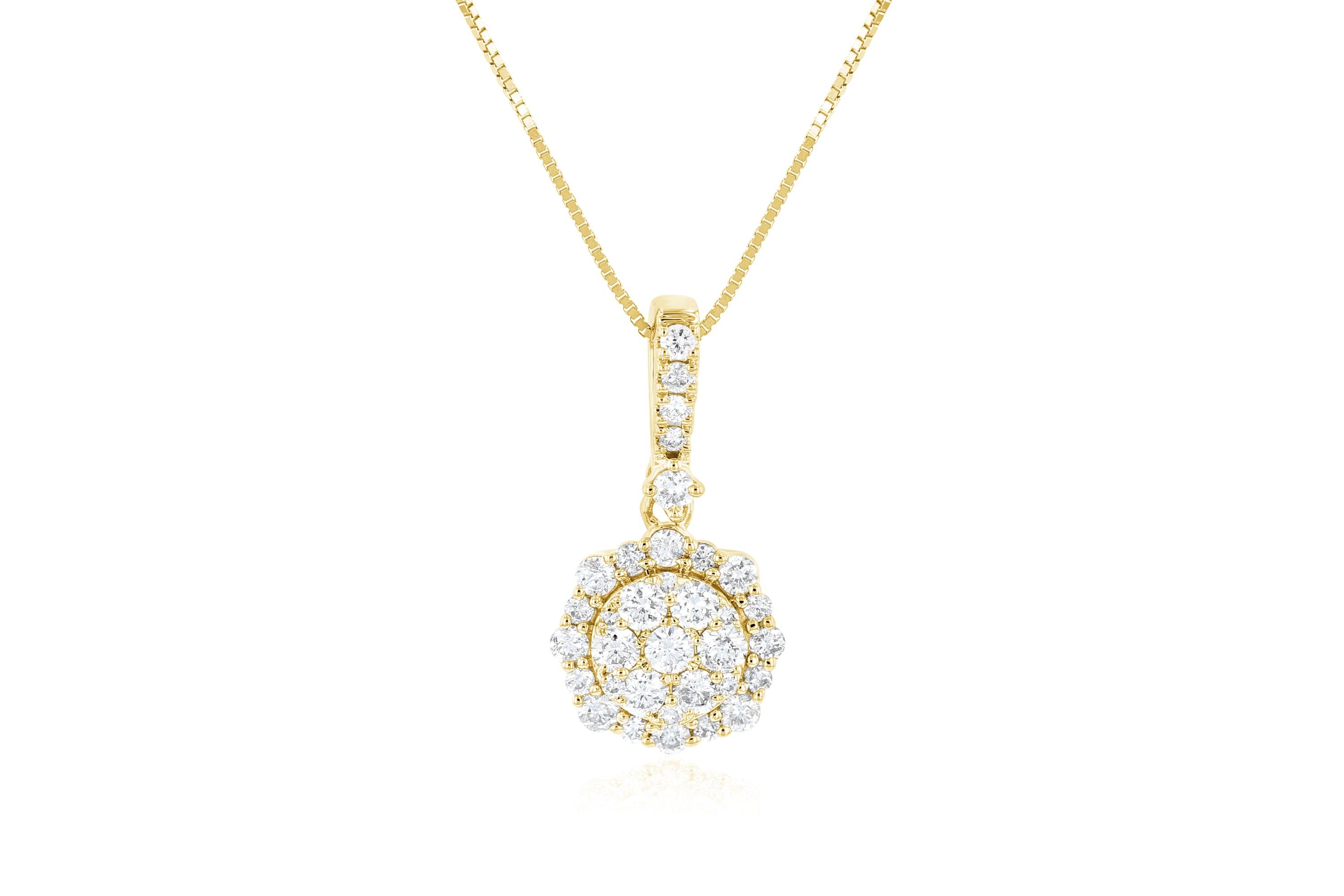 Diamond Pavè Flower Teardrop Pendant Necklace in 14k Yellow Gold - Iris + Mill