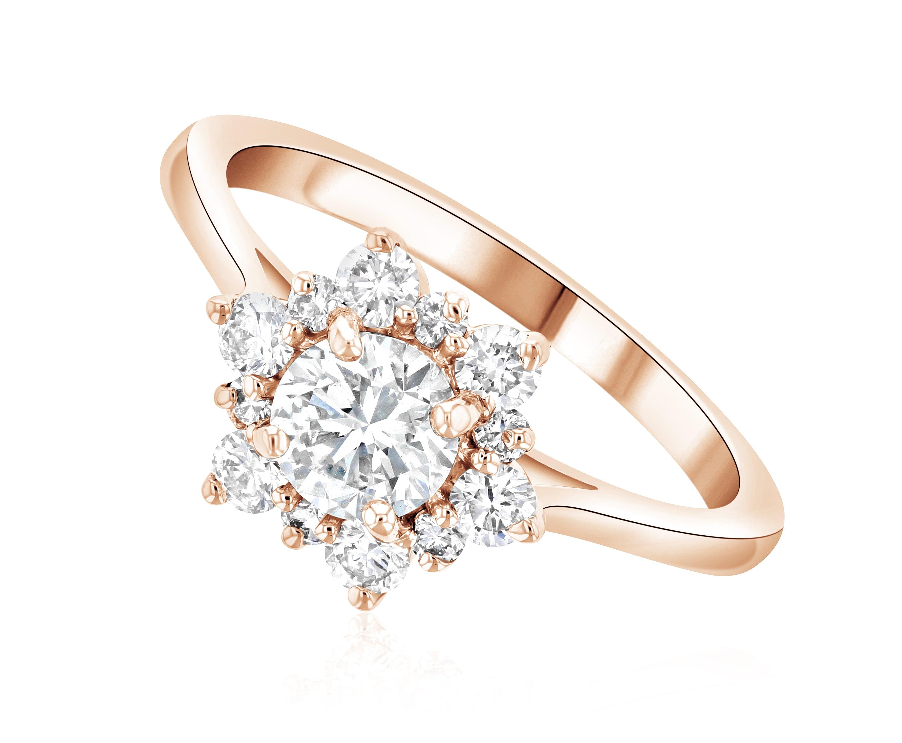 Diamond Star Halo Engagement Ring in 14k Rose Gold - Iris + Mill