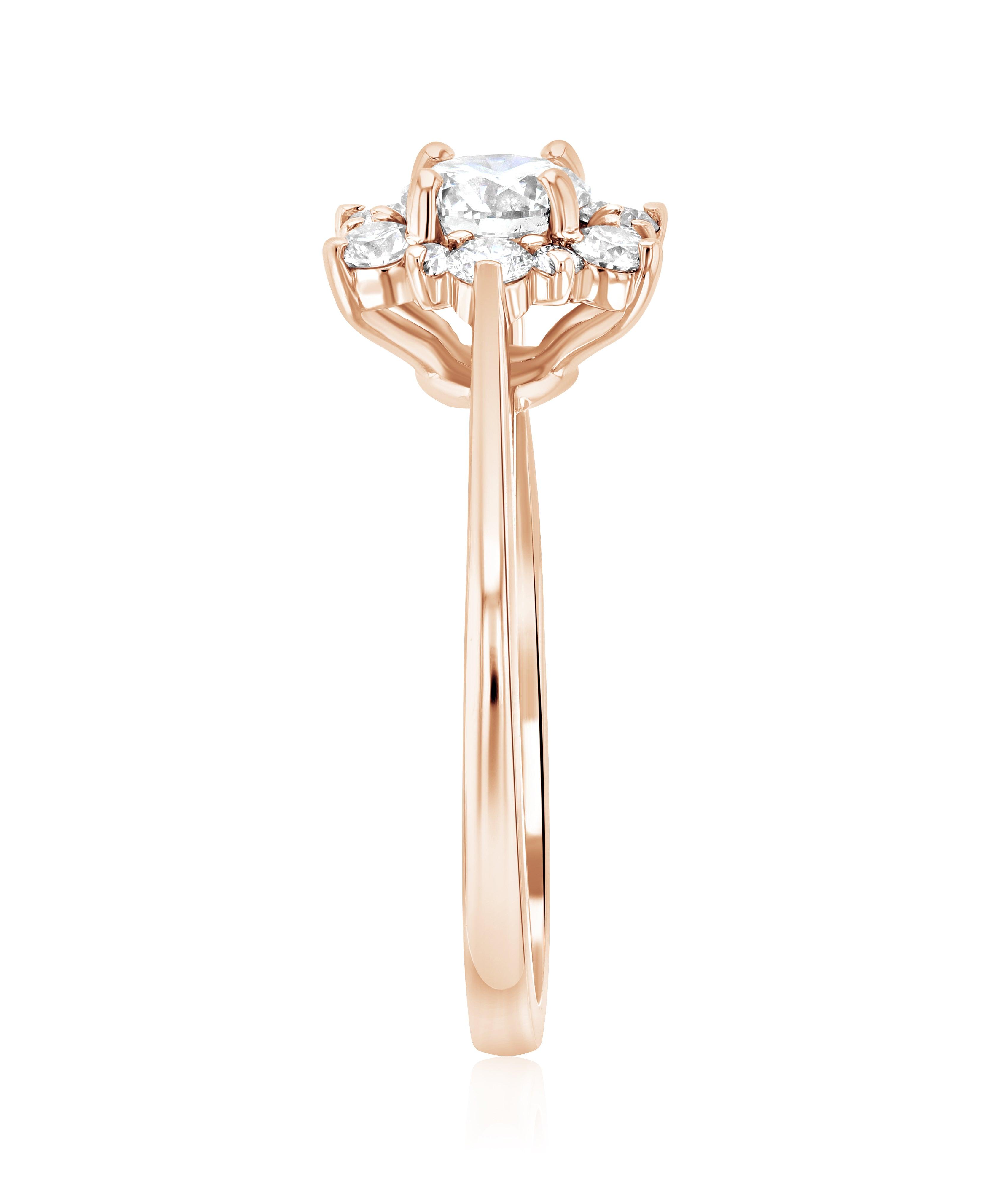 Diamond Star Halo Engagement Ring in 14k Rose Gold - Iris + Mill