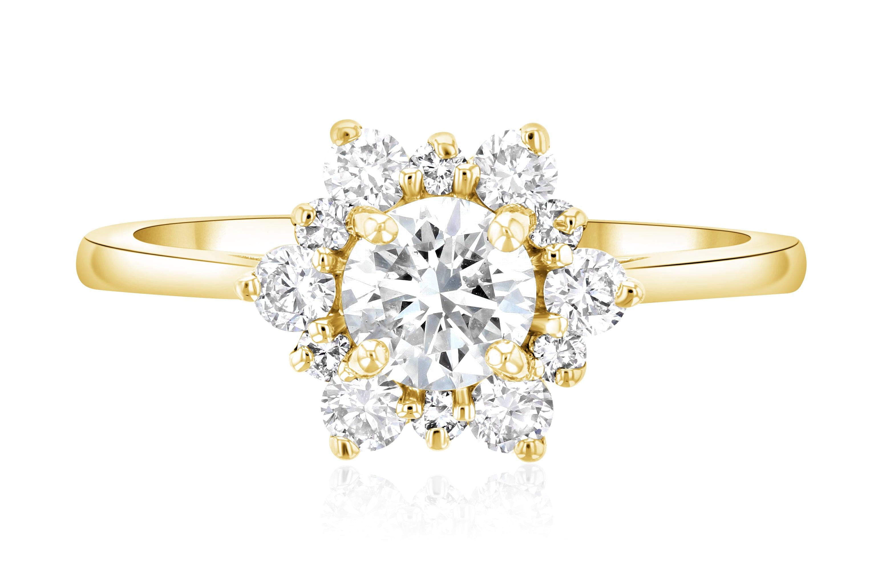 Diamond Star Halo Engagement Ring in 14k Yellow Gold - Iris + Mill