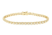 Diamond Tennis Bracelet with Milgrain Cushion Halo in 14k Yellow Gold - Iris + Mill